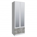 Шкаф Мадрид (0,8) с 2 ящ. без ручек с зеркалом белый/ателье светлое