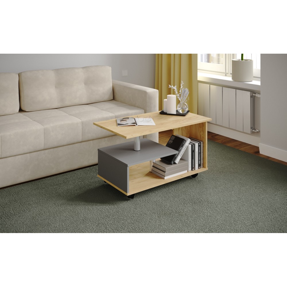 Журнальный стол Консул-5, Дуб крафт золотой, графит серый