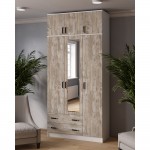 Шкаф с зеркалом и антресолью Лагуна 120 см, белый/дуб юкон