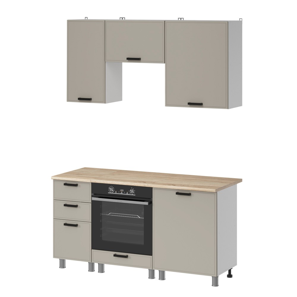 МК Аленушка 1,6м в.7 Магнолия Керамика,скоба черный,сонома