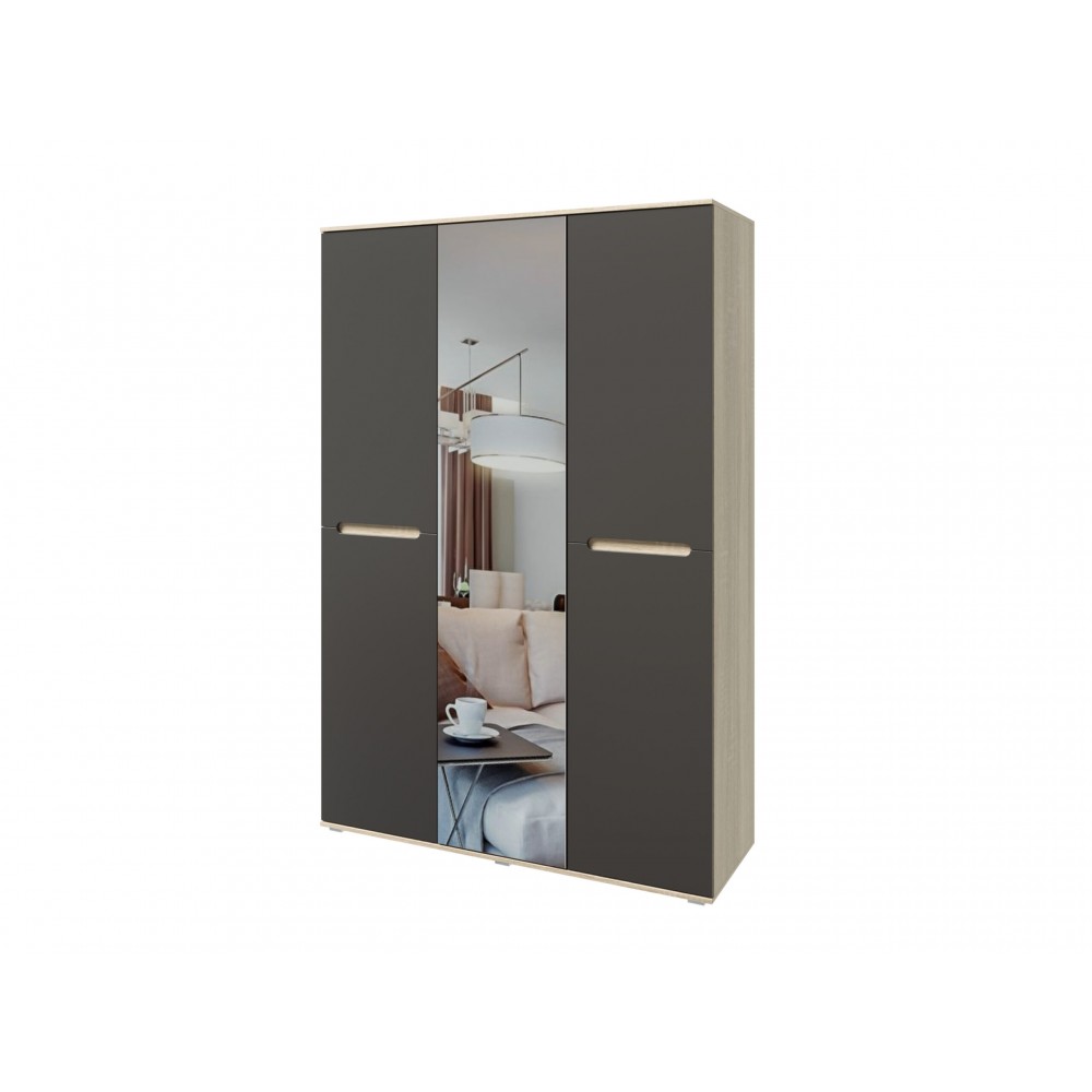 Шкаф трехстворчатый Ким, Графит софт, Сонома