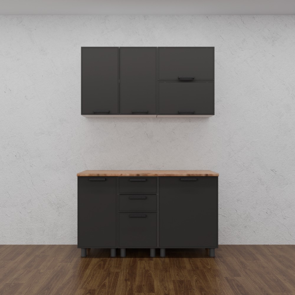 МК Аленушка 1,4м с ящ. Магнолия Сталь,скоба черный,сонома