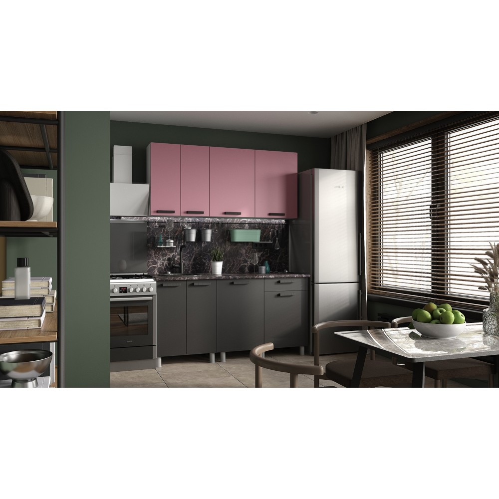 Кухня Осло, 1,6м Карбон Сакура/Карбон Вулкан