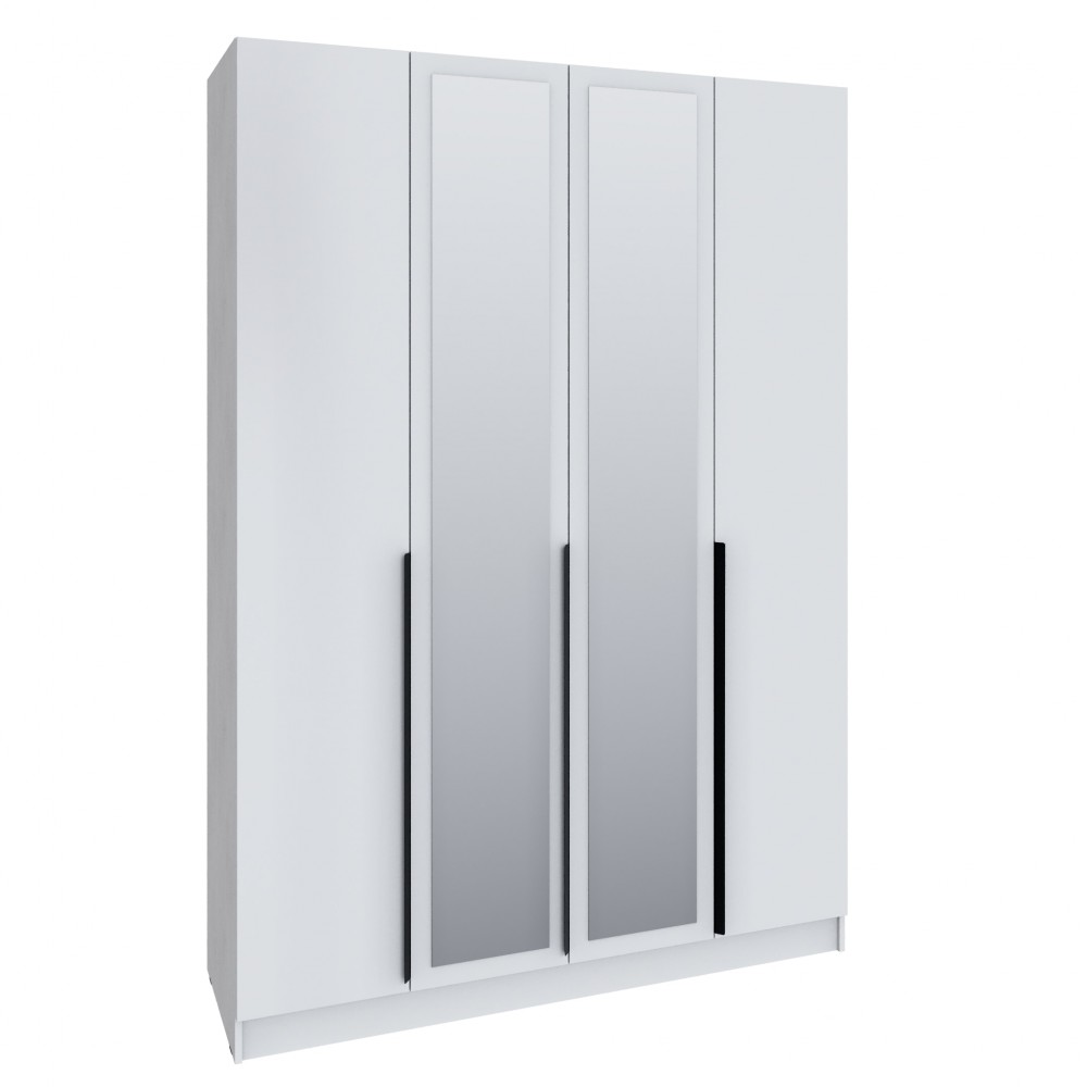 Шкаф Мадрид (1,6) с 6 ящ. внутри с зеркалом белый