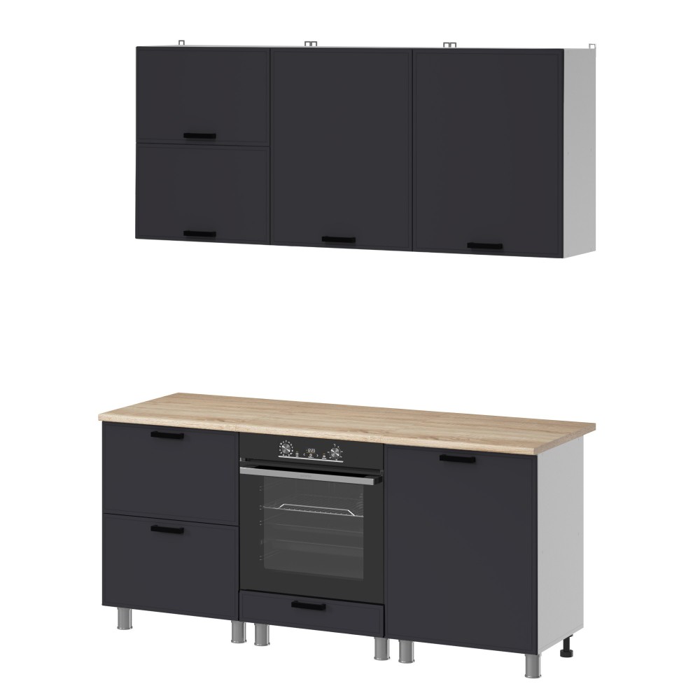 МК Аленушка 1,8м Магнолия Сталь,скоба черный,сонома