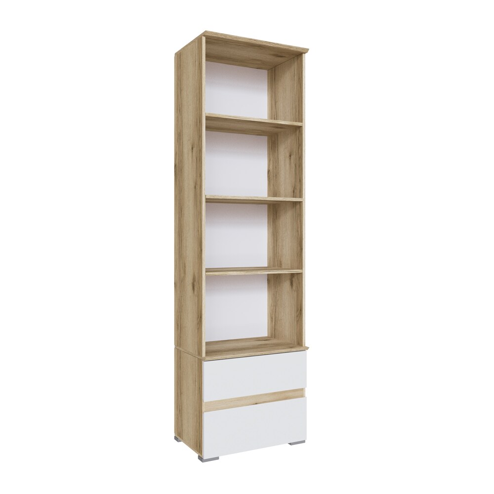 Шкаф-пенал Плейона открытый, Дуб Делано, Белый