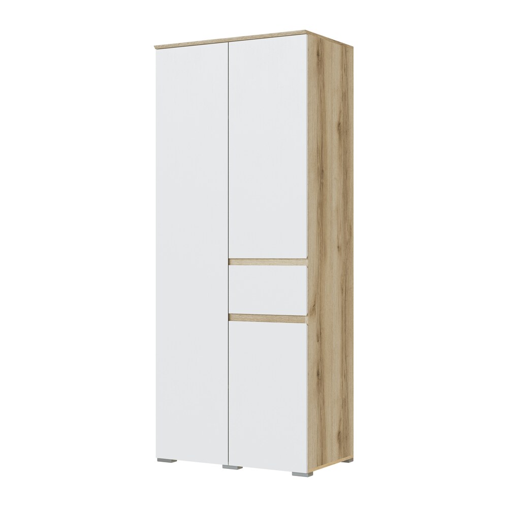 Шкаф двухстворчатый Плейона, Дуб Делано, Белый