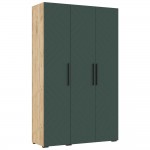 Шкаф трехстворчатый Флэш (1350), Браш Мени Грин, Дуб крафт