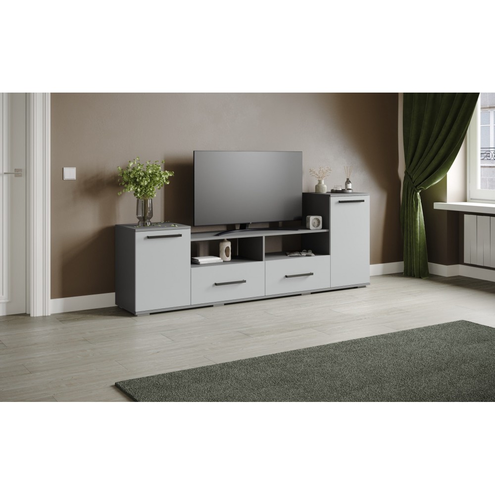 Тумба ТВ Парус-2, Графит серый, Серый камень