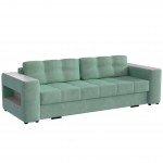 Диван раскладной Доро, мятный/мдф холст белый