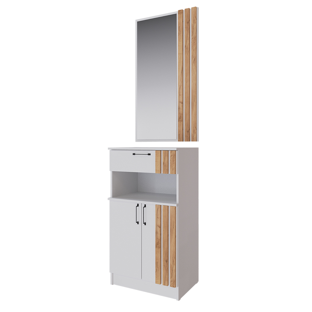 Тумба с зеркалом Кано КПТ, Белый, Дуб крафт золотой