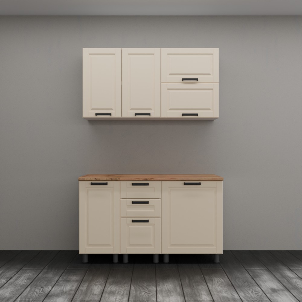 МК Аленушка 1,4м с ящ. Астра Крем,скоба черный,черный