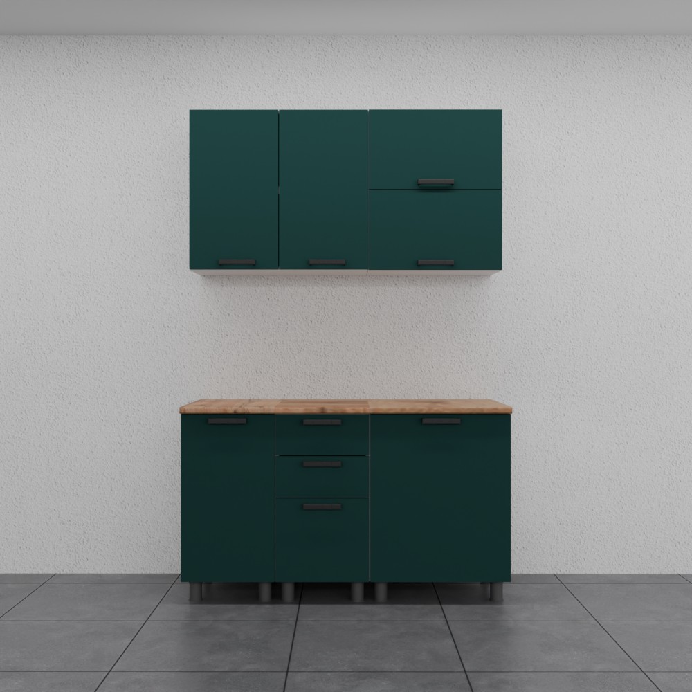 МК Аленушка 1,4м с ящ. Лаванда Изумруд,скоба черный,сонома