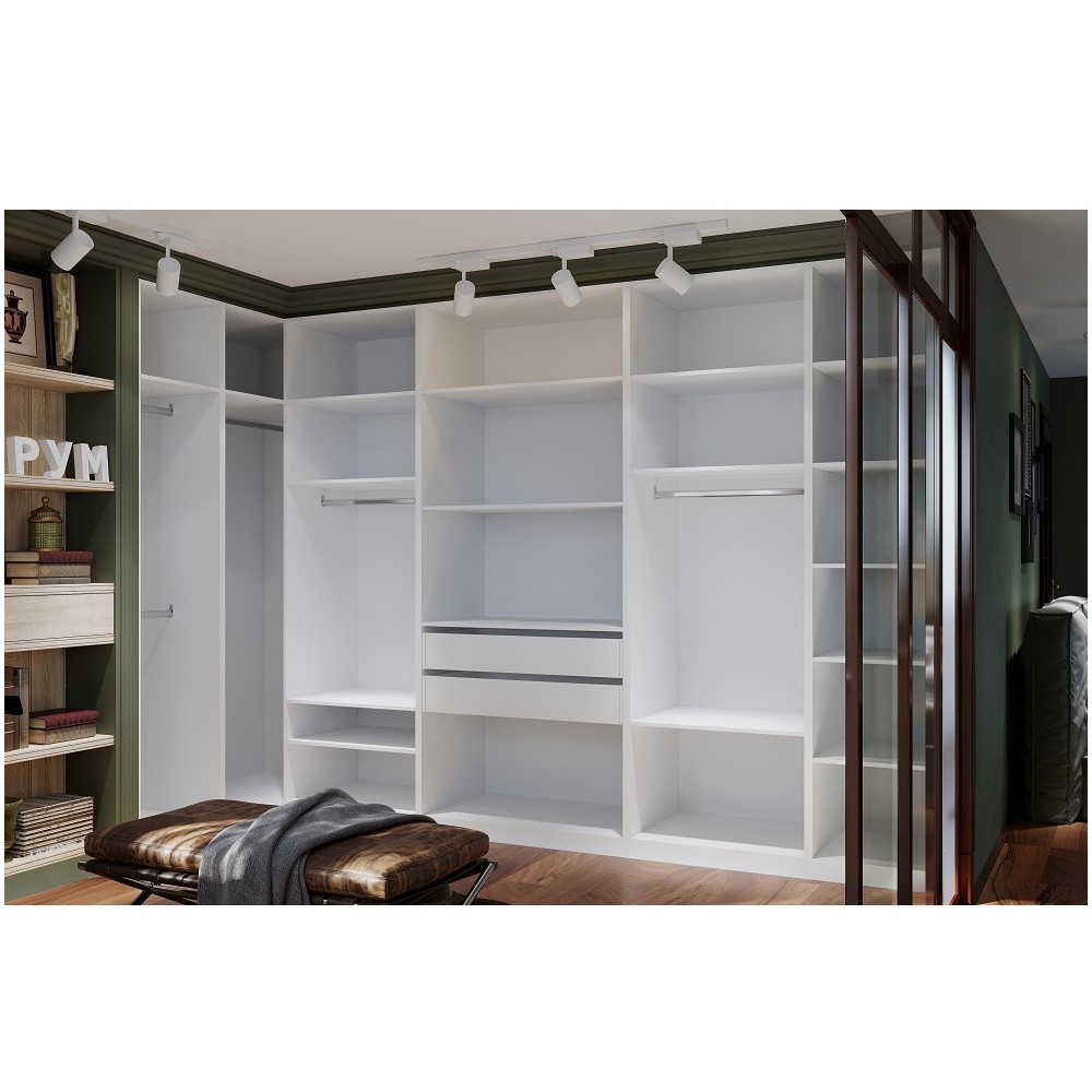 Гардеробная Рум. Комплект 5.1 без фасадов, белый