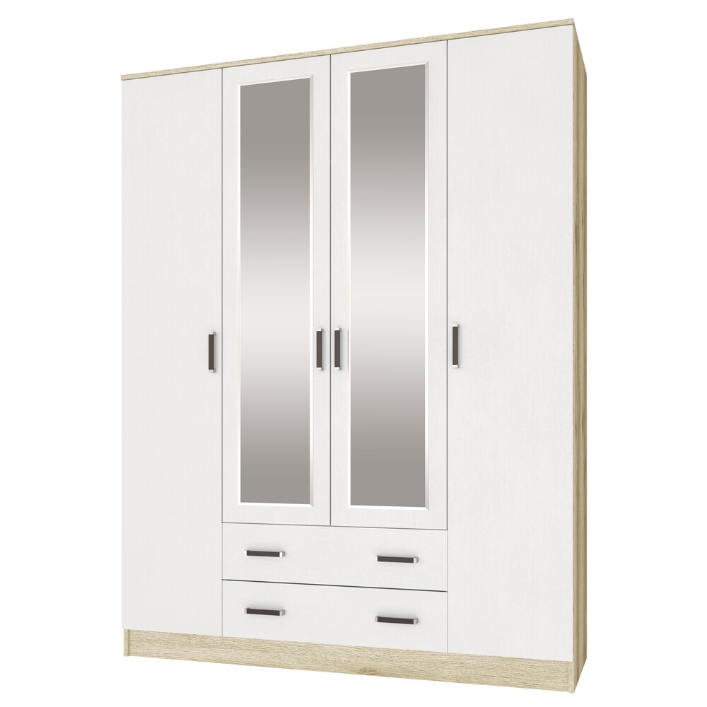 Шкаф для одежды и белья Лагуна 160 см, Дуб Делано, Белый