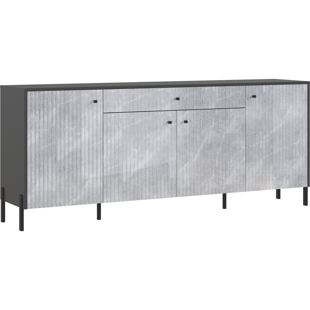 Комод Оливия (металл), Графит, Мрамор Глянец