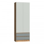 Шкаф Челси Color, Мята темная, Сумеречный голубой, Дуб крафт