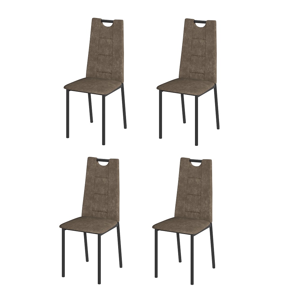 Комплект стульев Орлеан (4 шт), черный велюр коричневый