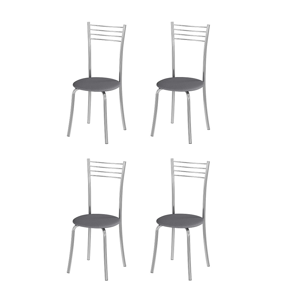 Комплект стульев Кассия (4 шт), хром рогожка серая