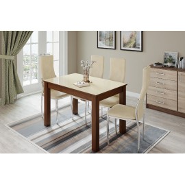 Стол обеденный Норман 60, орех/лакобель ваниль