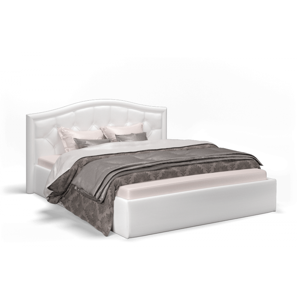 Кровать с подъемным механизмом Стелла 140х200, экокожа белая