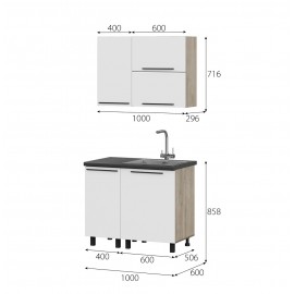 Кухня Этна 1.0 м. Комплект 2, софт вайт