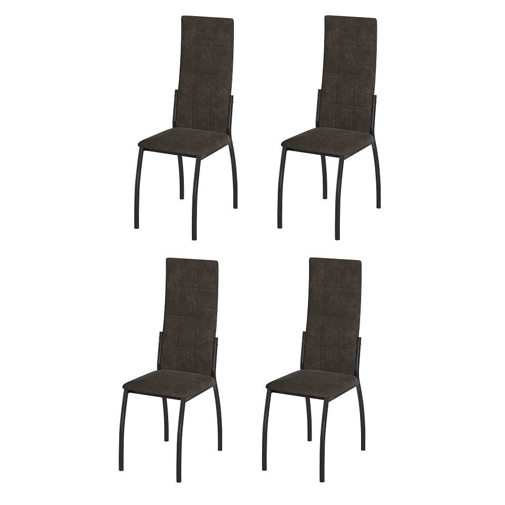 Комплект стульев Юджин (4 шт), черный велюр бурый