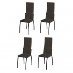 Комплект стульев Юджин (4 шт), черный велюр бурый