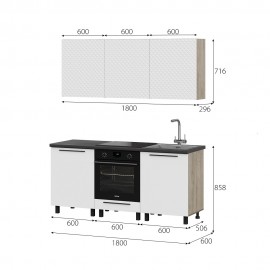 Кухня Этна 1.8 м. Комплект 2, софт вайт гиза