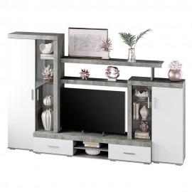 Стенка в гостиную Инстайл ЦС-02, бетон/белый