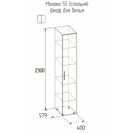 Шкаф для белья Монако 55, дуб табачный craft