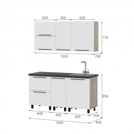 Кухня Этна 1.6 м. Комплект 2, софт вайт