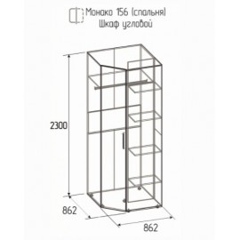 Шкаф угловой Монако 156, дуб сонома