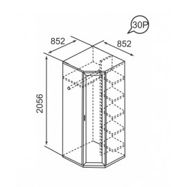 Ника-Люкс 30Р Шкаф угловой для одежды с зеркалом