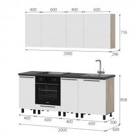 Кухня Этна 2.0 м. Комплект 4, софт вайт гиза