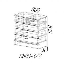 Комод К800-3/2, дуб вотан/белый гладкий
