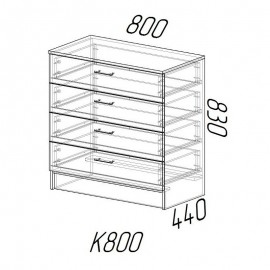Комод К800, дуб вотан/белый гладкий