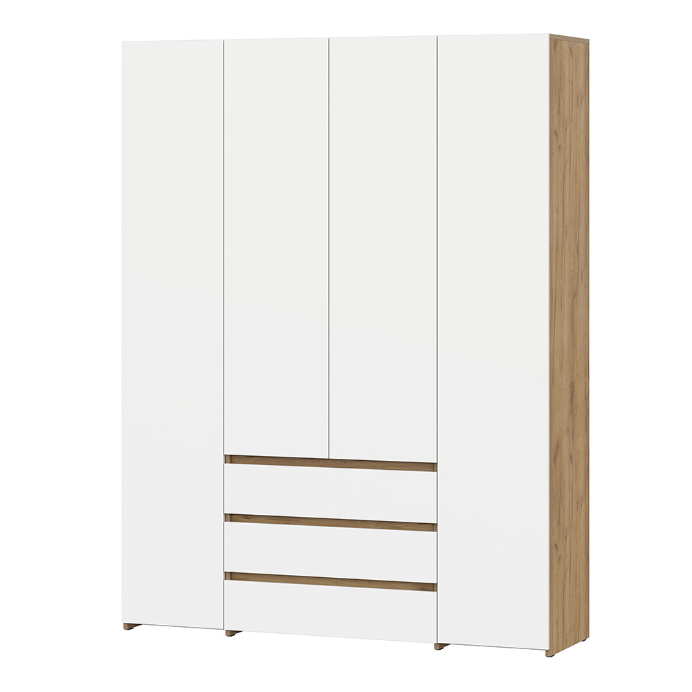 Шкаф четырехстворчатый Некст 1, Дуб золотой, Белый