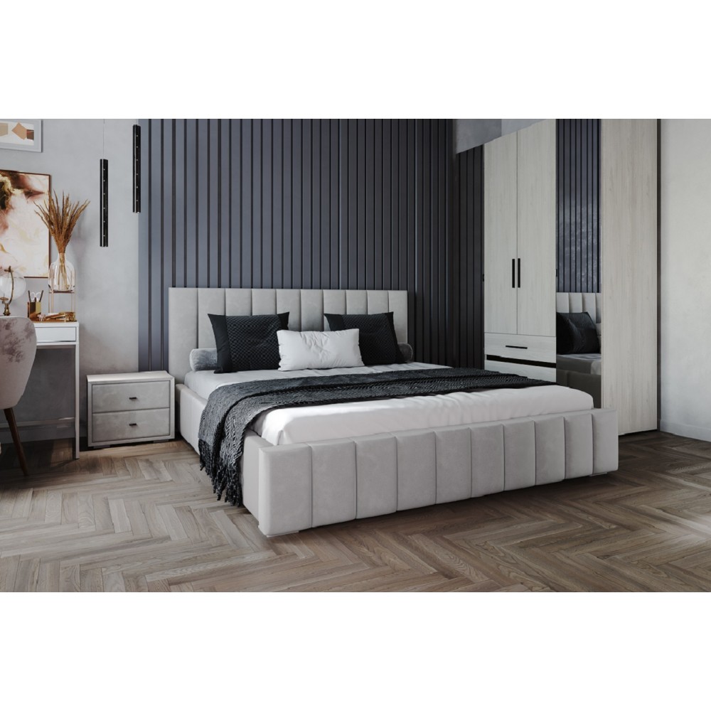 Кровать с ортопедическим основанием Нега 140х200, Светло-серый