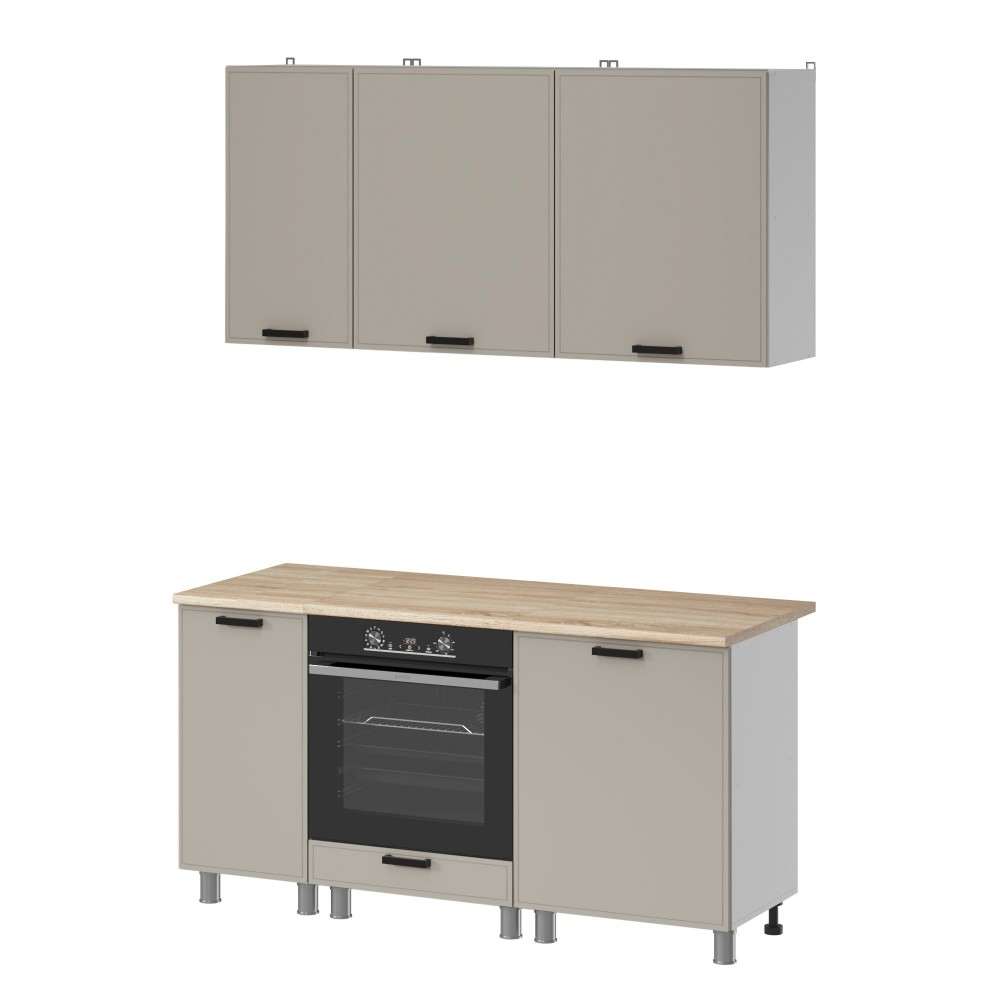 МК Аленушка 1,6м в.6 Магнолия Керамика,скоба черный,сонома