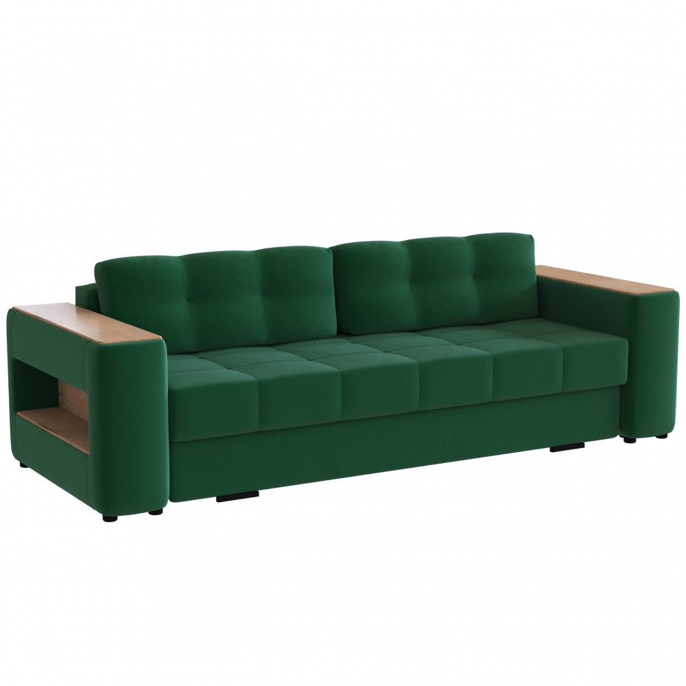 Диван раскладной Доро, изумруд/мдф дуб канадский