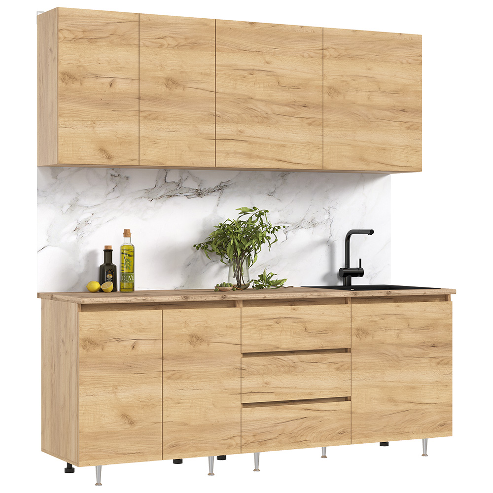 Кухня Челси 2,0м Компоновка №2, Дуб Крафт, Дуб Крафт (Кастилло)