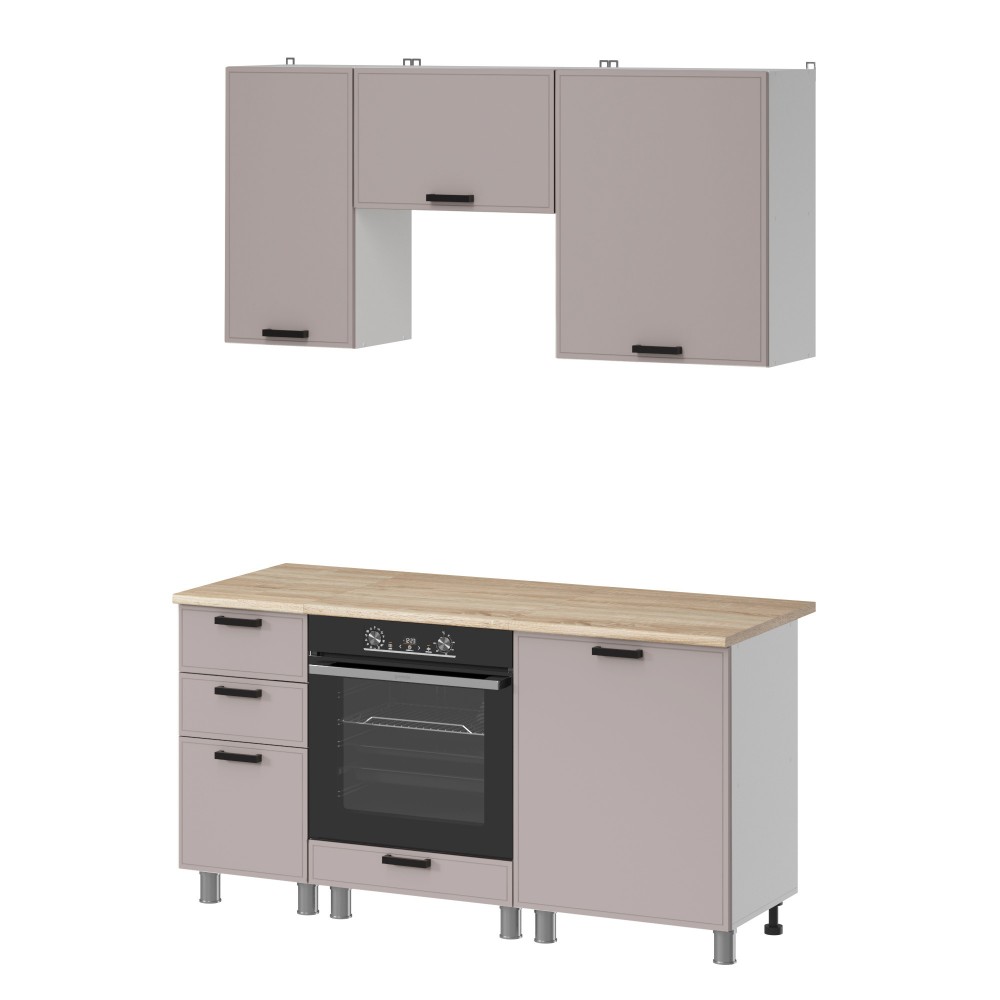 МК Аленушка 1,6м в.7 Магнолия Кашемир,скоба черный,сонома