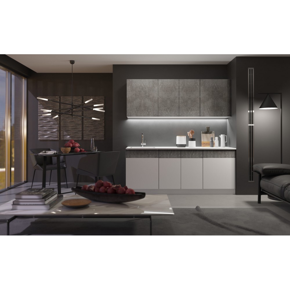 Кухня Оливия NEW 2,0м, Белый глянец холодный / Мрамор глянец