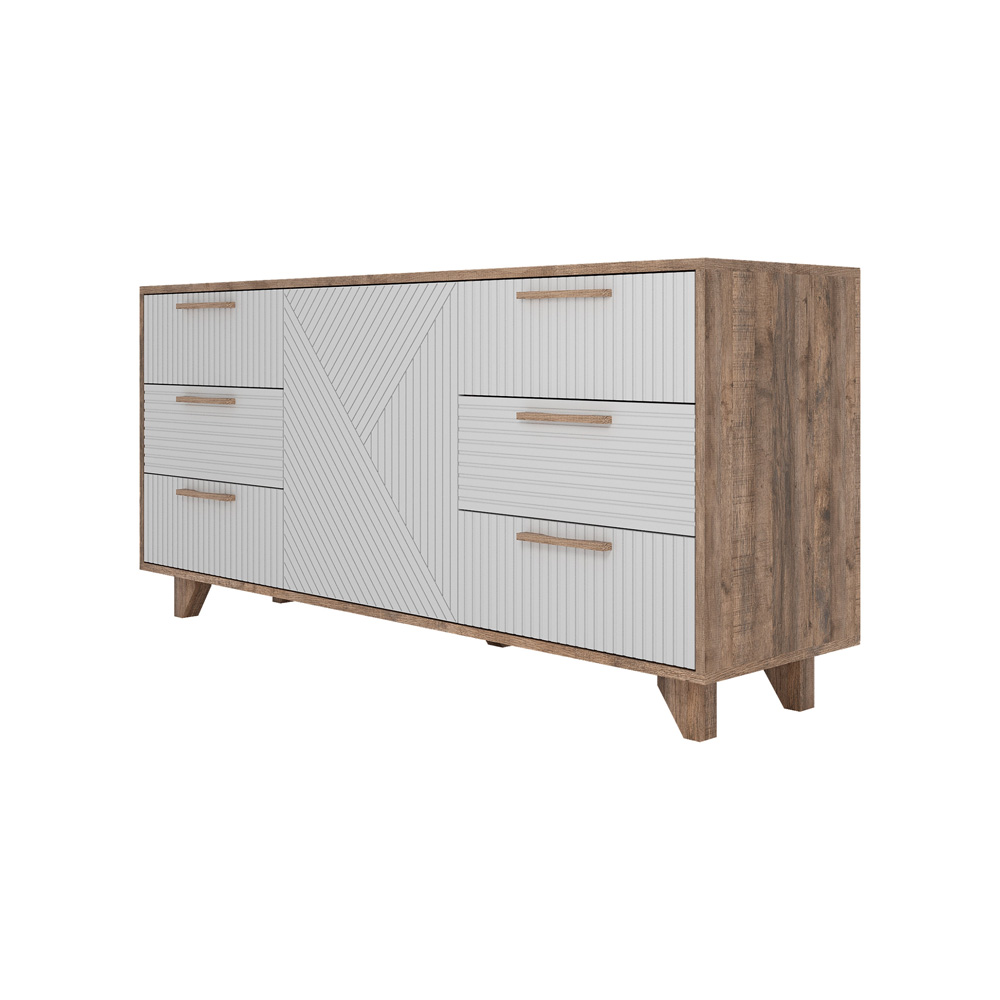 Ньёрд Комод Н 1500.7 Дуб Самдал / Белый софт матовый