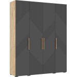 Шкаф четырехстворчатый Ирис, Браш Графит, Дуб Крафт