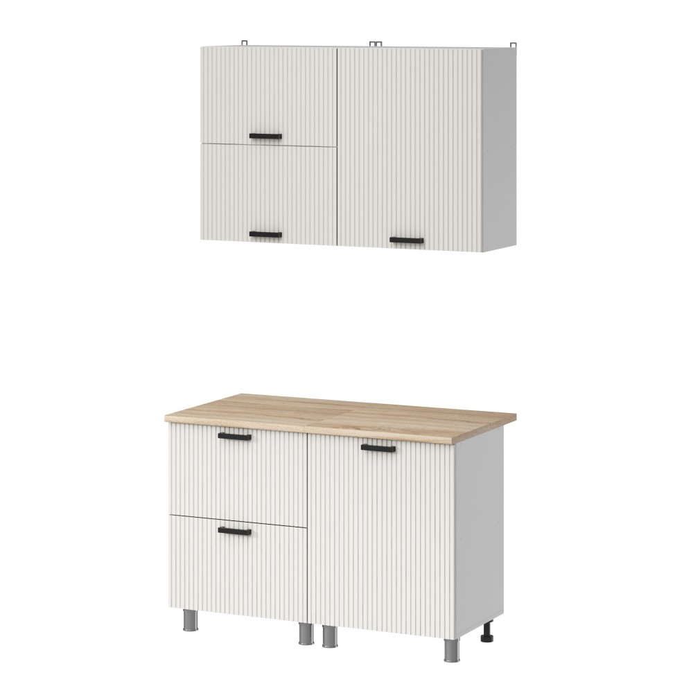 МК Аленушка 1,2м с ящ.в 2 Лотос Молочный,скоба антрацит,сонома