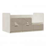 Кровать Юниор-4 (1,6х0,8м), Шарли Мокко, Дуб Крафт Белый