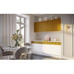 Кухня Оливия NEW 2,0м, Белый снег софт / Горчица софт