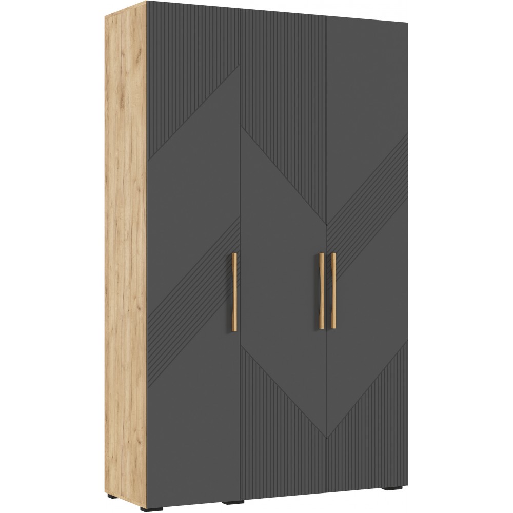 Шкаф трехстворчатый Ирис, Браш Графит, Дуб Крафт